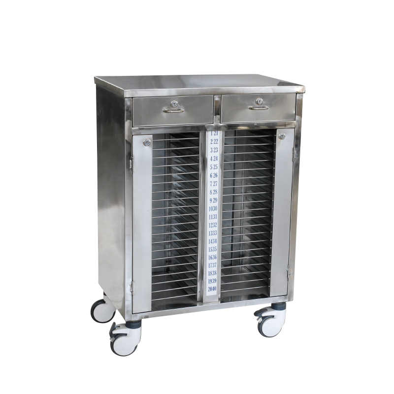 Stainless Steel 40-Compartment Medical Record Cart