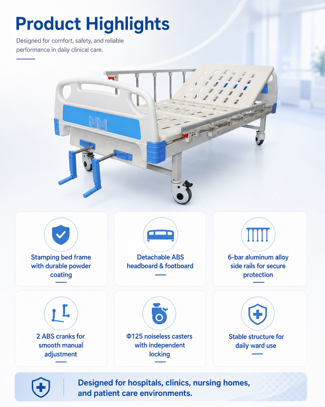 Integrated Stamping Two-Function Manual Hospital Bed Abs CranksDetailed description (2).png