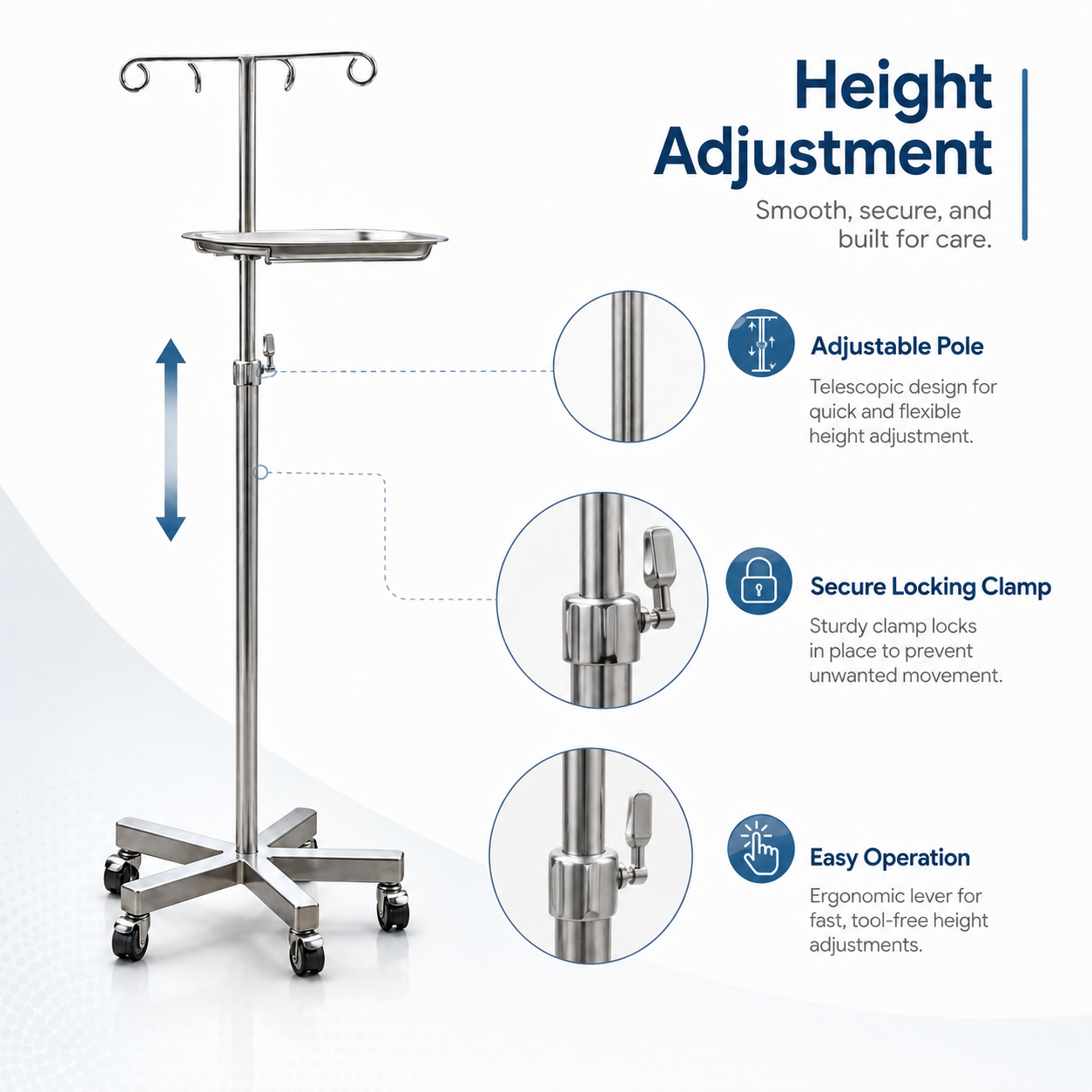 Stainless Steel IV Stand with Tray (4)